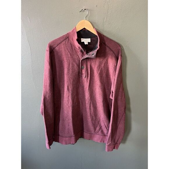 Tommy Bahama Mens Red Reversible 1/4 Button Up Pullover Sweatshirt Size Large - Picture 1 of 5